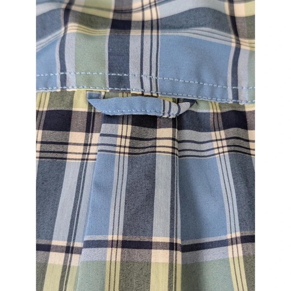 Pacific Outfitters Mens XL Active Stretch Blue Plaid Hiking Shirt Long Sleeve